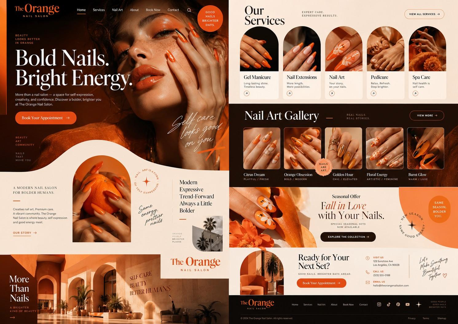 Orange Nail Salon full website concept