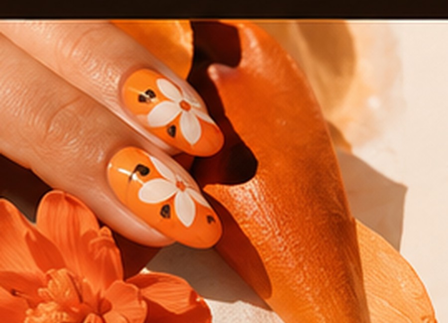 Seasonal orange nail art
